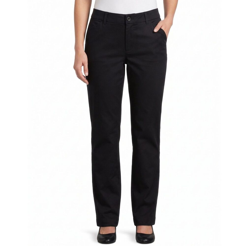 💼 NWT Lee Black Wrinkle Free Mid Rise Straight Leg Pants 12 Short